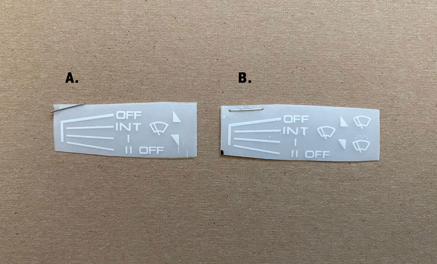 Wiper Stalk 'A' or 'B' -- (As-is) Instrument Decal Set Miata NA/NB