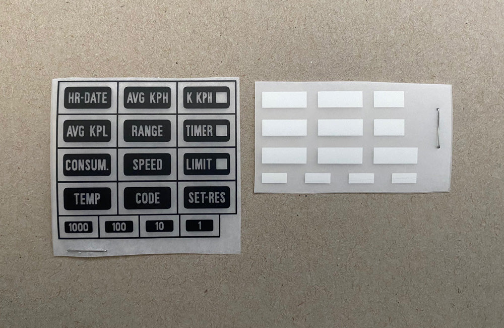 e23/e24/e28/e30 OBC Button Decal Kit (Kilometers)