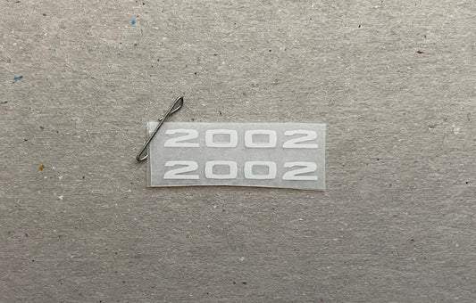 (25mm) Gauge Script '2002' Decal (pair)