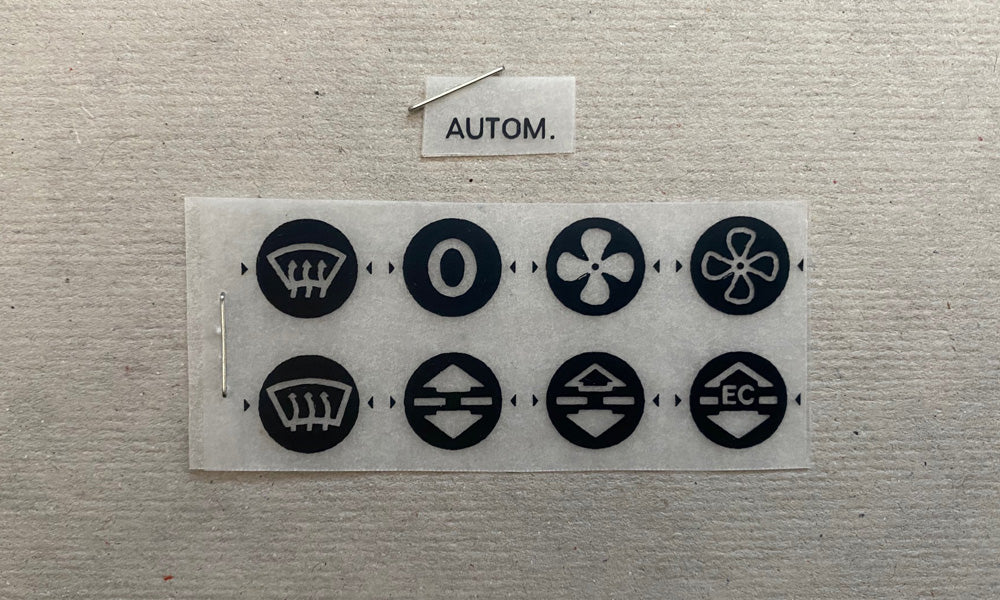 HVAC Decal Kit Mercedes (Small '0' type OFF switch)