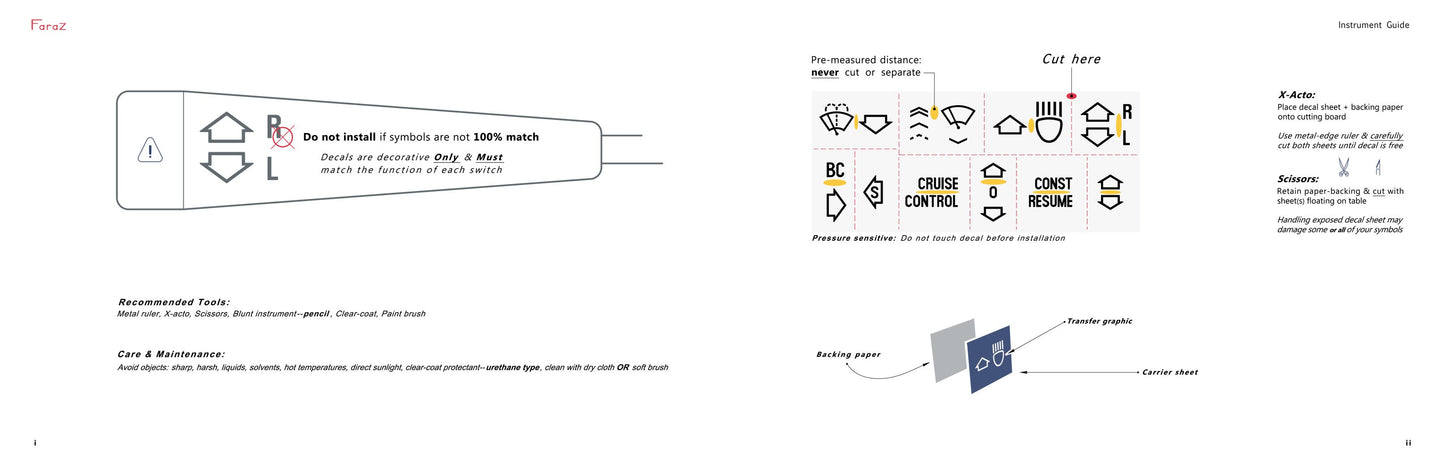 (Gold) e34/e36 Instrument Decal Set BMW (USA)