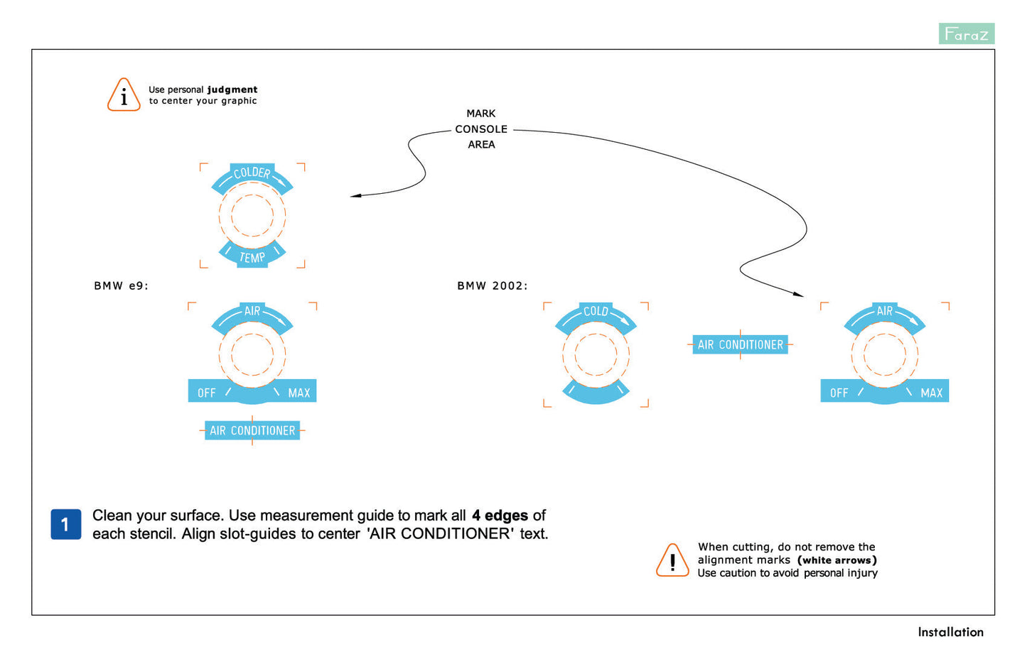 BEHR AC Decal Set BMW 2002/e9 (Gold)