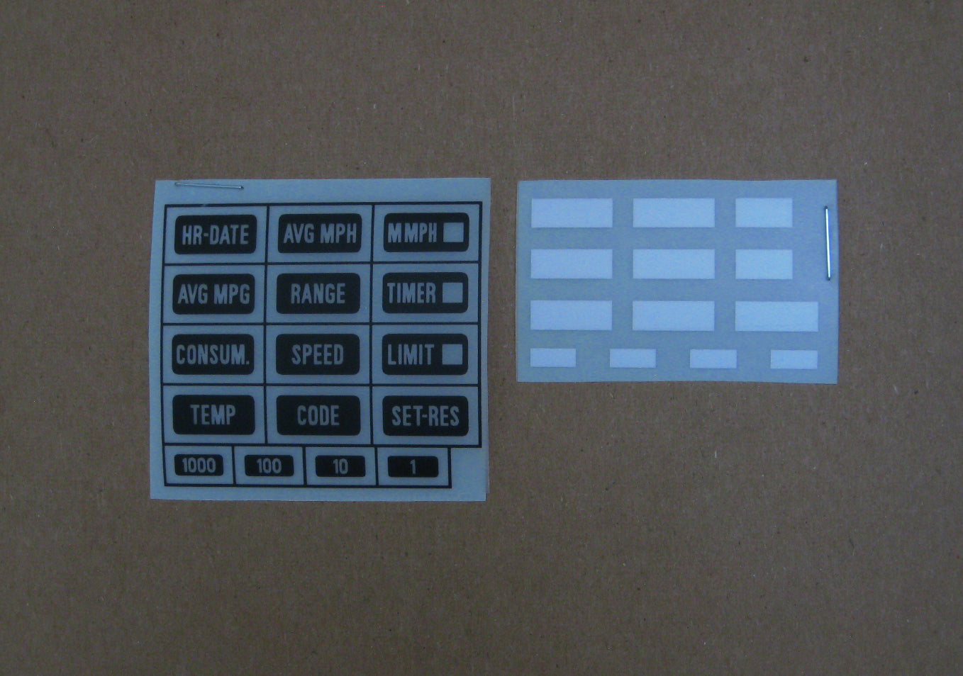 BMW e23/e24/e28/e30 OBC Button Decal Kit (US/DE/FR/ES/IT)