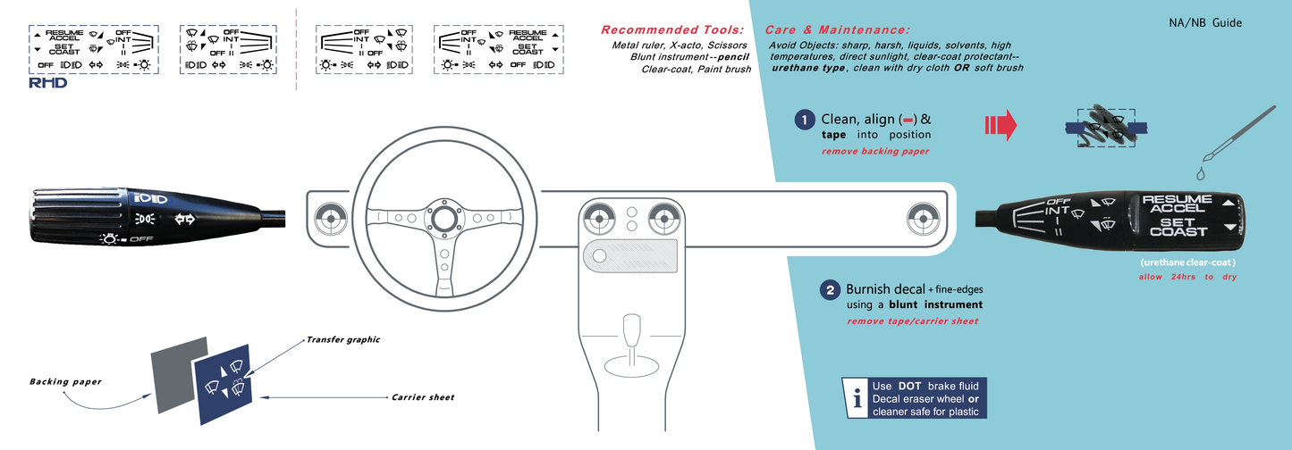 (Silver) **RHD** Instrument Decal Set Miata NA/NB