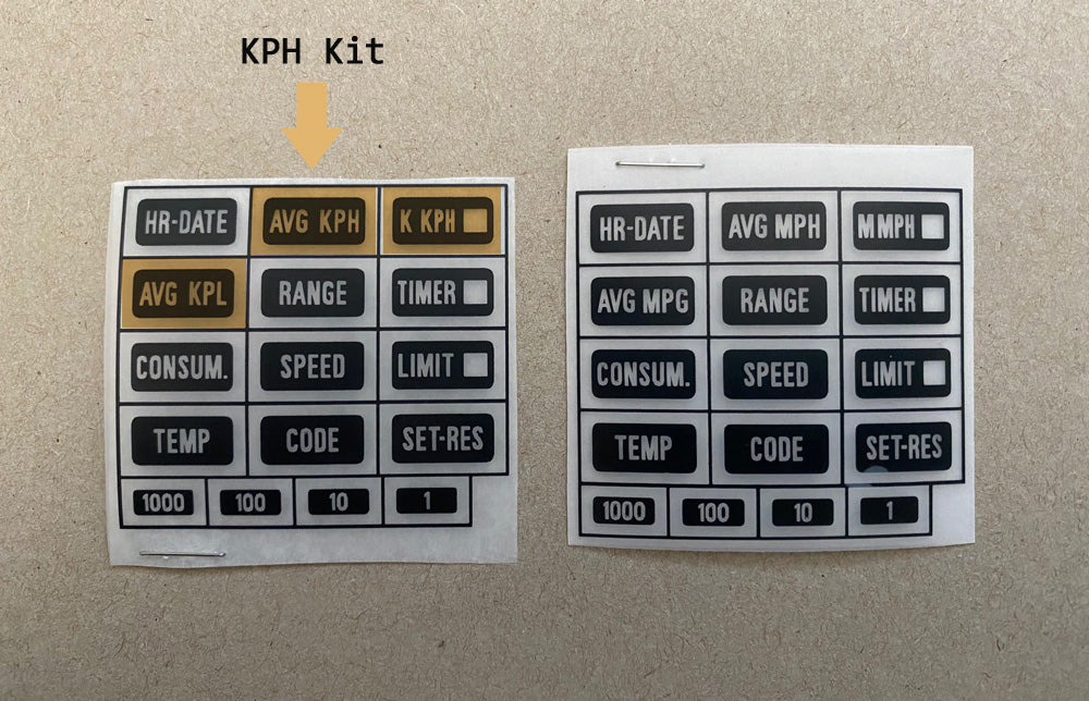 e23/e24/e28/e30 OBC Button Decal Kit (Kilometers)