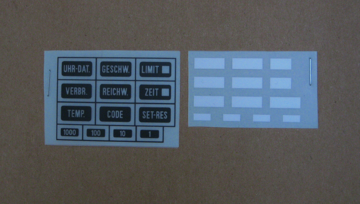BMW e23/e24/e28/e30 OBC Button Decal Kit (US/DE/FR/ES/IT)